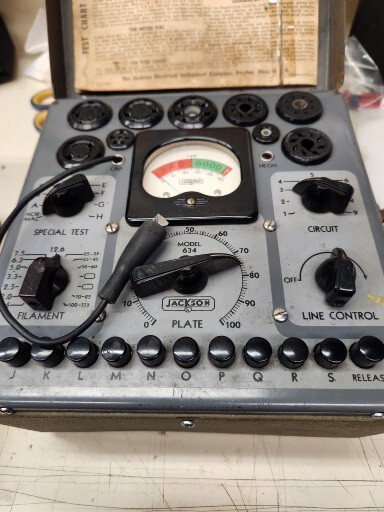 Rare Jackson Model 634 Dynamic  Tube Tester , Manual