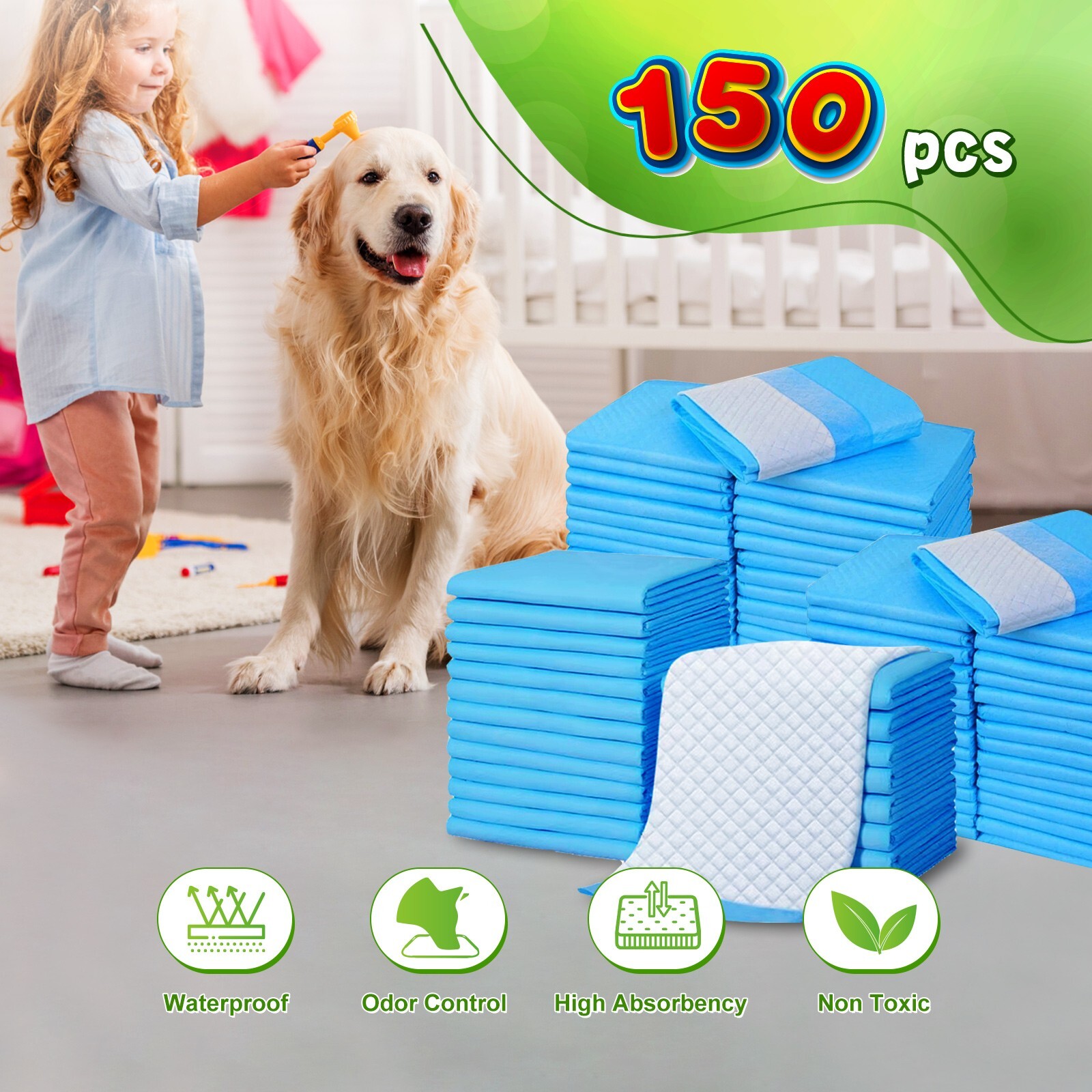 Dog and Puppy Training Pads, X-Large 30x36 inches 150 Count Dog Pee Potty