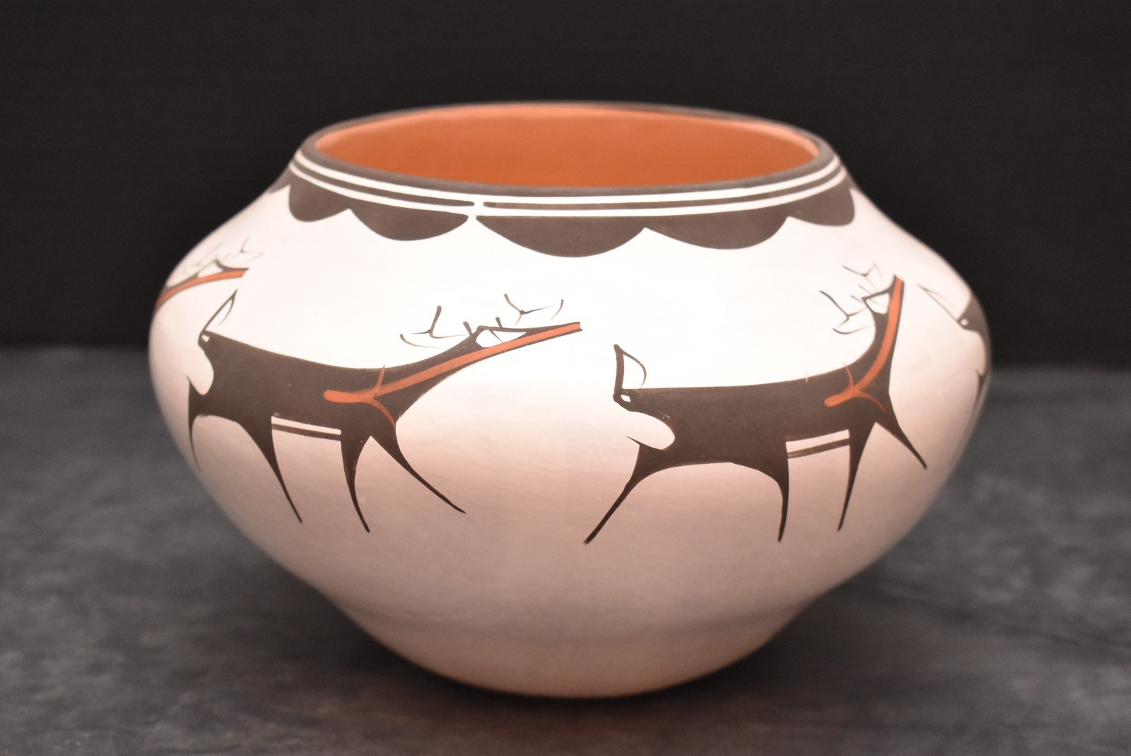 Zuni Pottery Anderson Peynetsa Heartline Deer 7.5" Jar Native American Figural