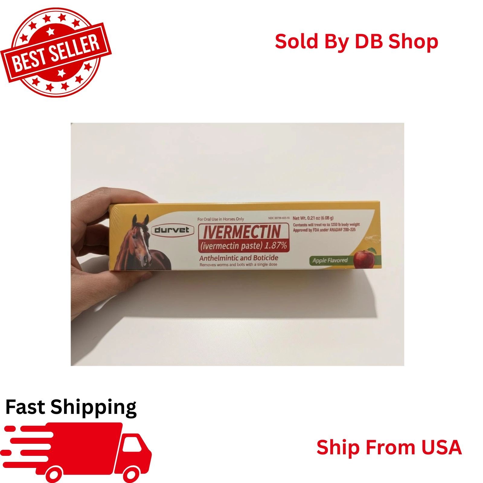 Horse Paste Apples Flavored 6.08 g 1.87% Horse Dewormer Pack of 3