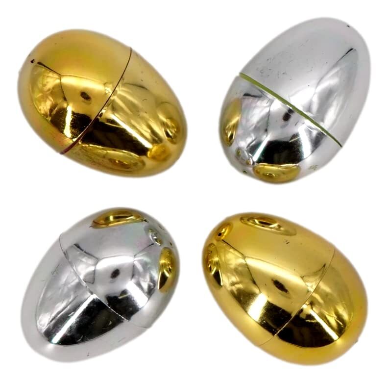 Gold Silver Metallic Plastic Easter Eggs 12 Pack 3 inch Oversized Fillable Egg