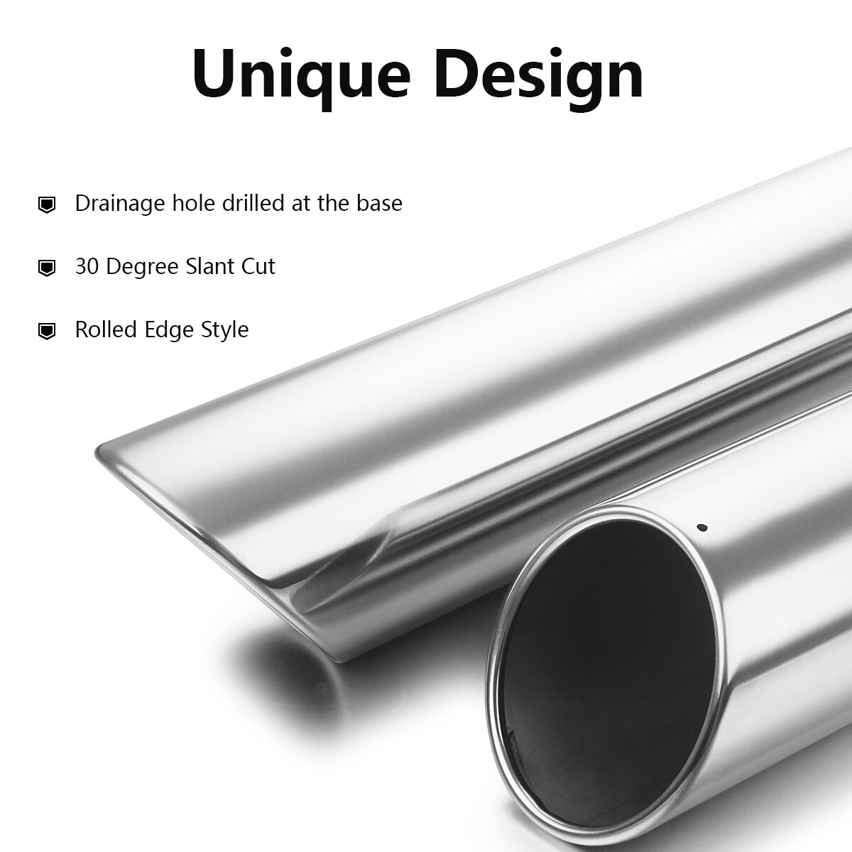 Universal Angle Cut Stainless Steel Exhaust Tips 2.5" 17" 4" Outlet 2Packs