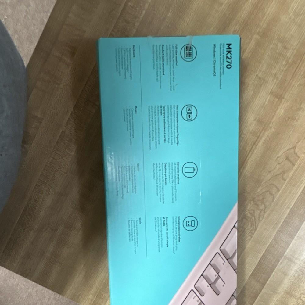 Logitech MK270 Wireless Keyboard Mouse Combo Pink Plug & Play Enhanced Keys