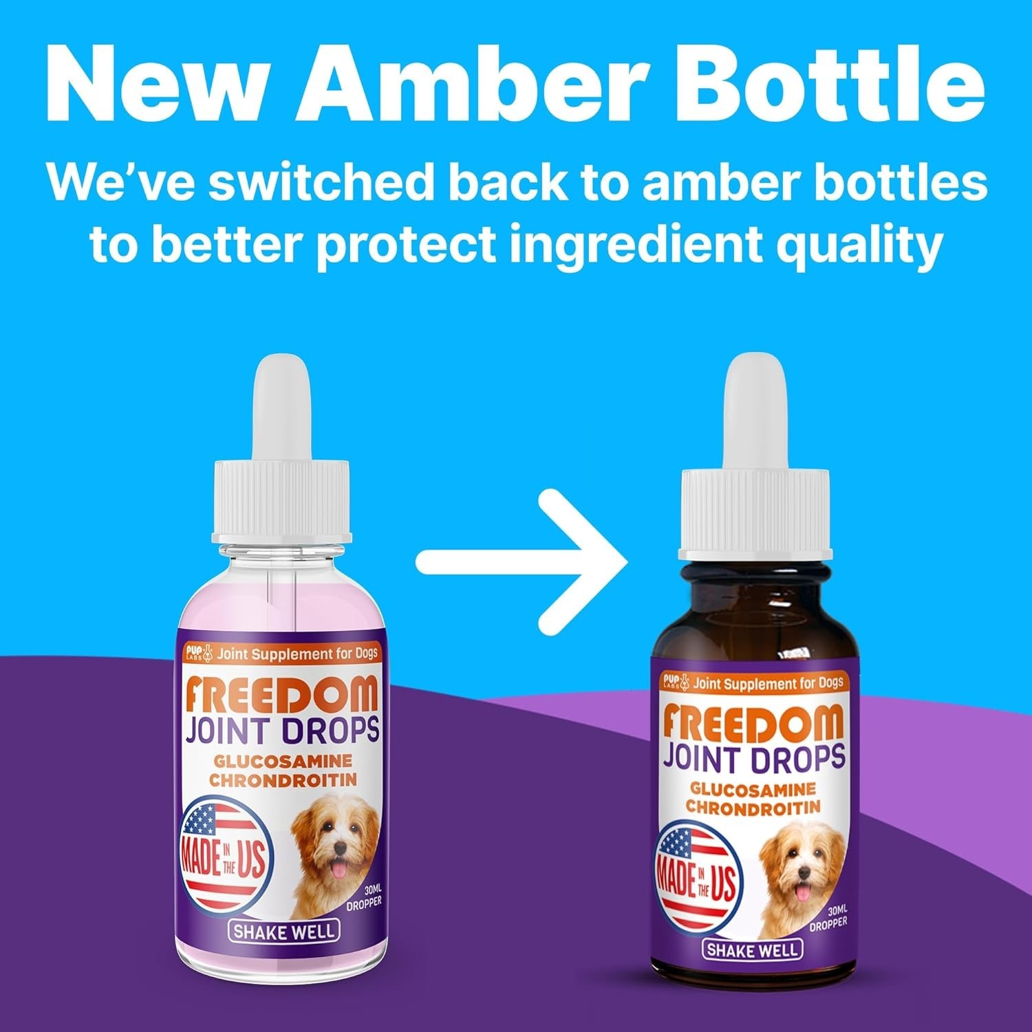 Freedom Joint Drops for Dogs with Hyaluronic Acid, MSM, Glucosamine, & Chon....