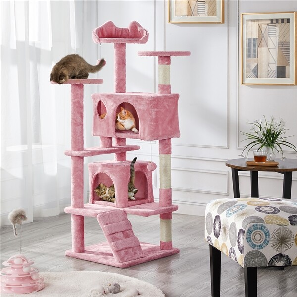 54in Cat Tree Tower Condo with Scratching Post for Kittens Pet House Furniture