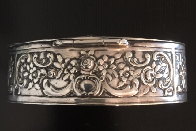 Silver Repousse Oval Box German 800