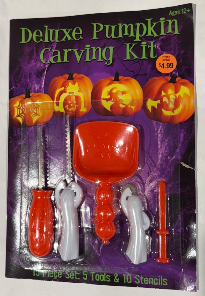 Deluxe Halloween Pumpkin Carving Kit 5 Tools 10 Patterns