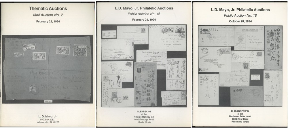 L.D. "Dan" Mayo 3 Postal History Auction Catalogs 1994