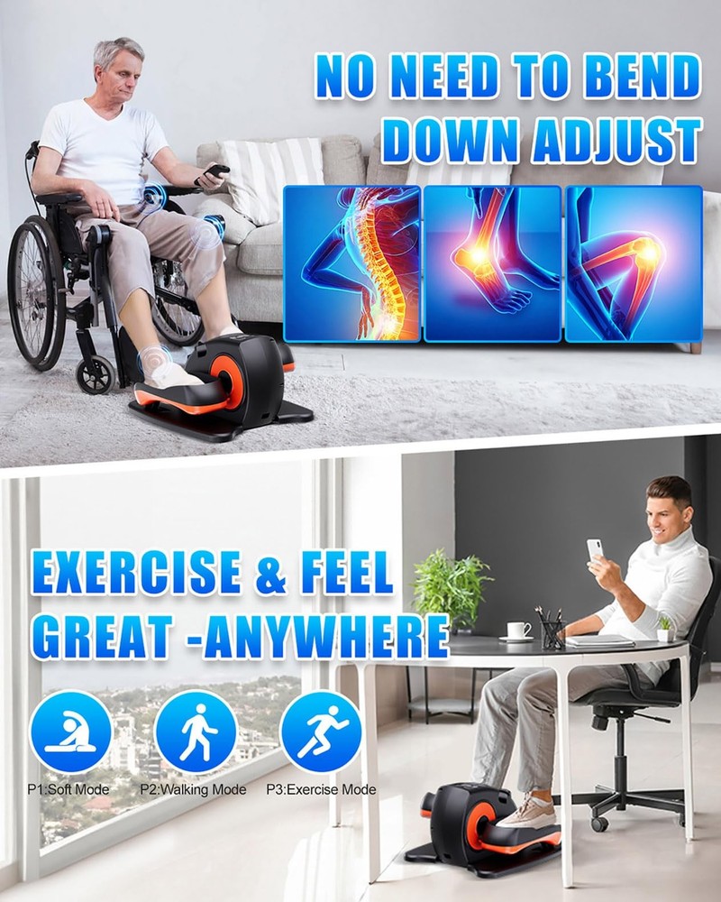 Putnen Under Desk Elliptical Machine, Electric Leg Orange