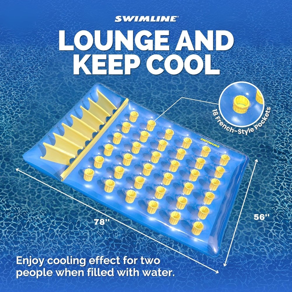 Chic Pocket Float Blue Inflatable Mattress - 78" for Effortless Pool Relaxation
