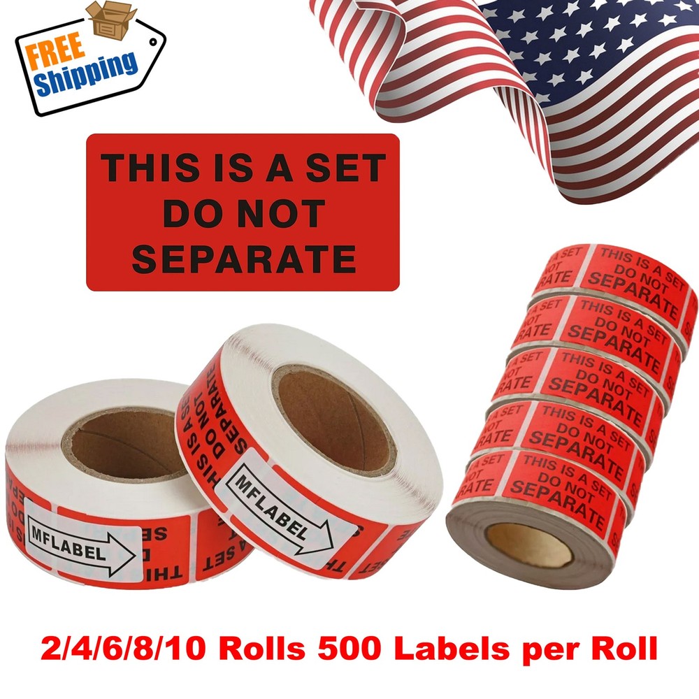THIS IS A SET DO NOT SEPARATE Packaging Labels Red Warning Stickers 2 Rolls