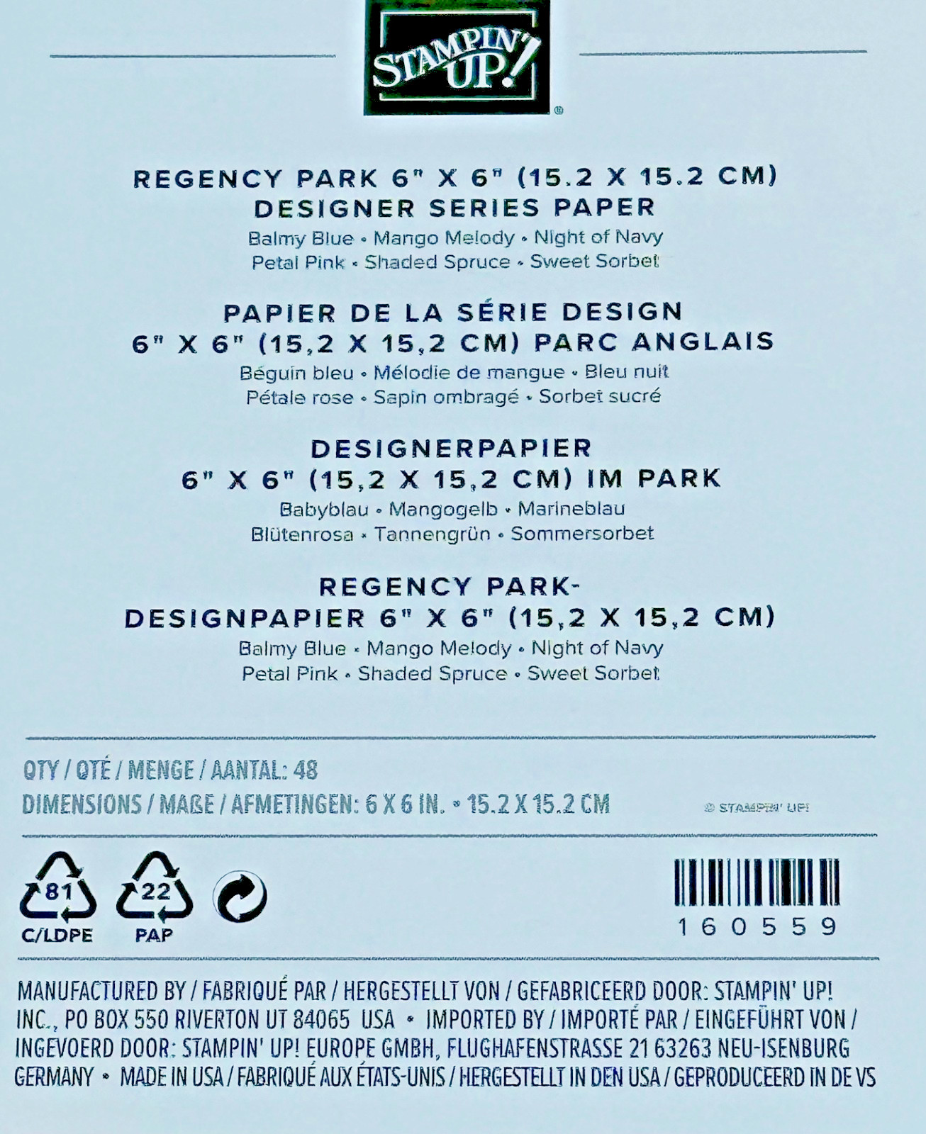 Stampin' Up Regency Park Tea Boutique Butterfly Kisses Dandy Garden DSP 6 x 6