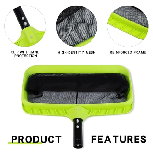 Swimming Pool Leaf Skimmer Net,Reinforced Frame Deep Rake Net Plastic Edge