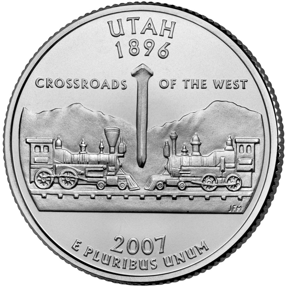 2007 P Utah State Quarter Grease Strike Through Error UNC READ Desc
