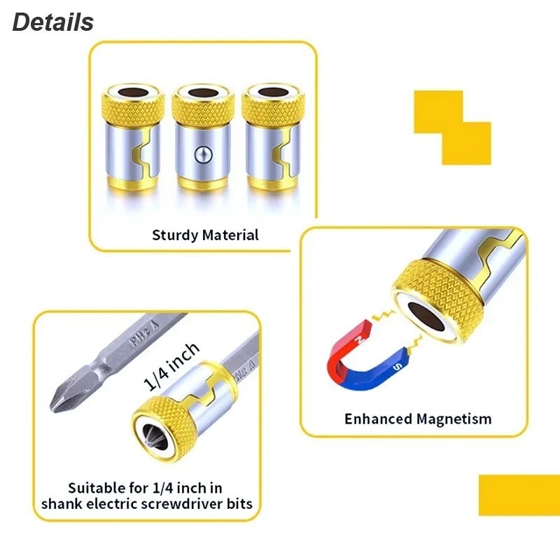 3 Universal Magnetic Ring Screwdriver Bit Magnetizer Metal Removable Adapter