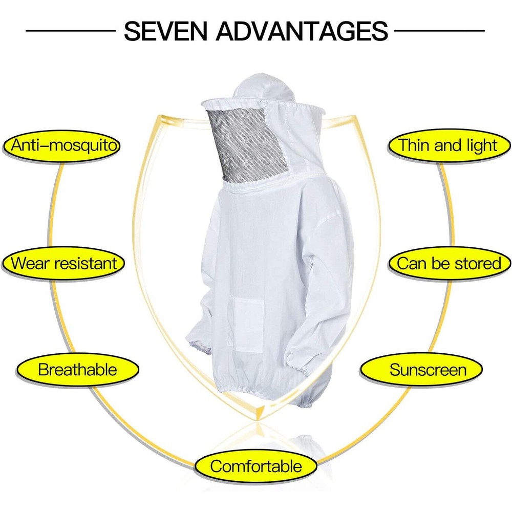 Veil Hat OverBee Keeping Suit Protective Coat Pull Tops Beekeeping Smock Jacket