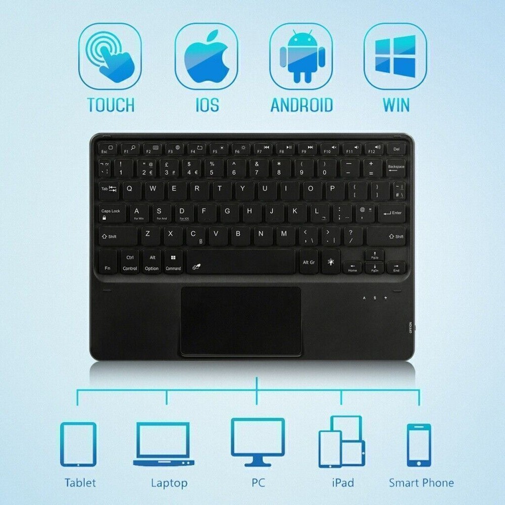 Rechargeable Backlit Bluetooth Touchpad Keyboard Mouse For Android IOS Tablet PC
