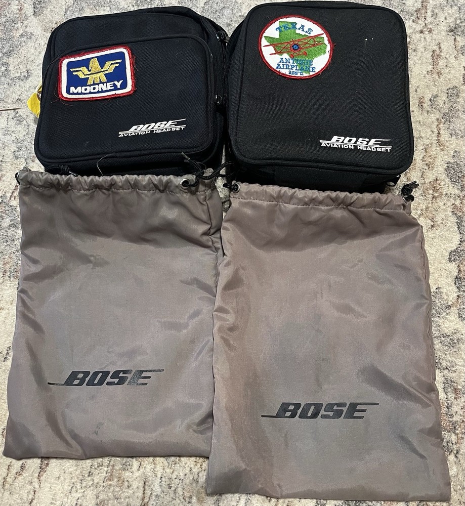 Bose Aviation Embroidered Headset Bag Lot (4) - Two Thicker Zip /Two Pull String