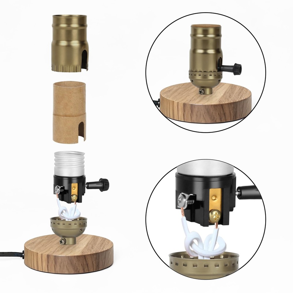 JUTOROSY 2-Way Lamp Socket Replacement, E26 Base UL Listed, Champagne Gold