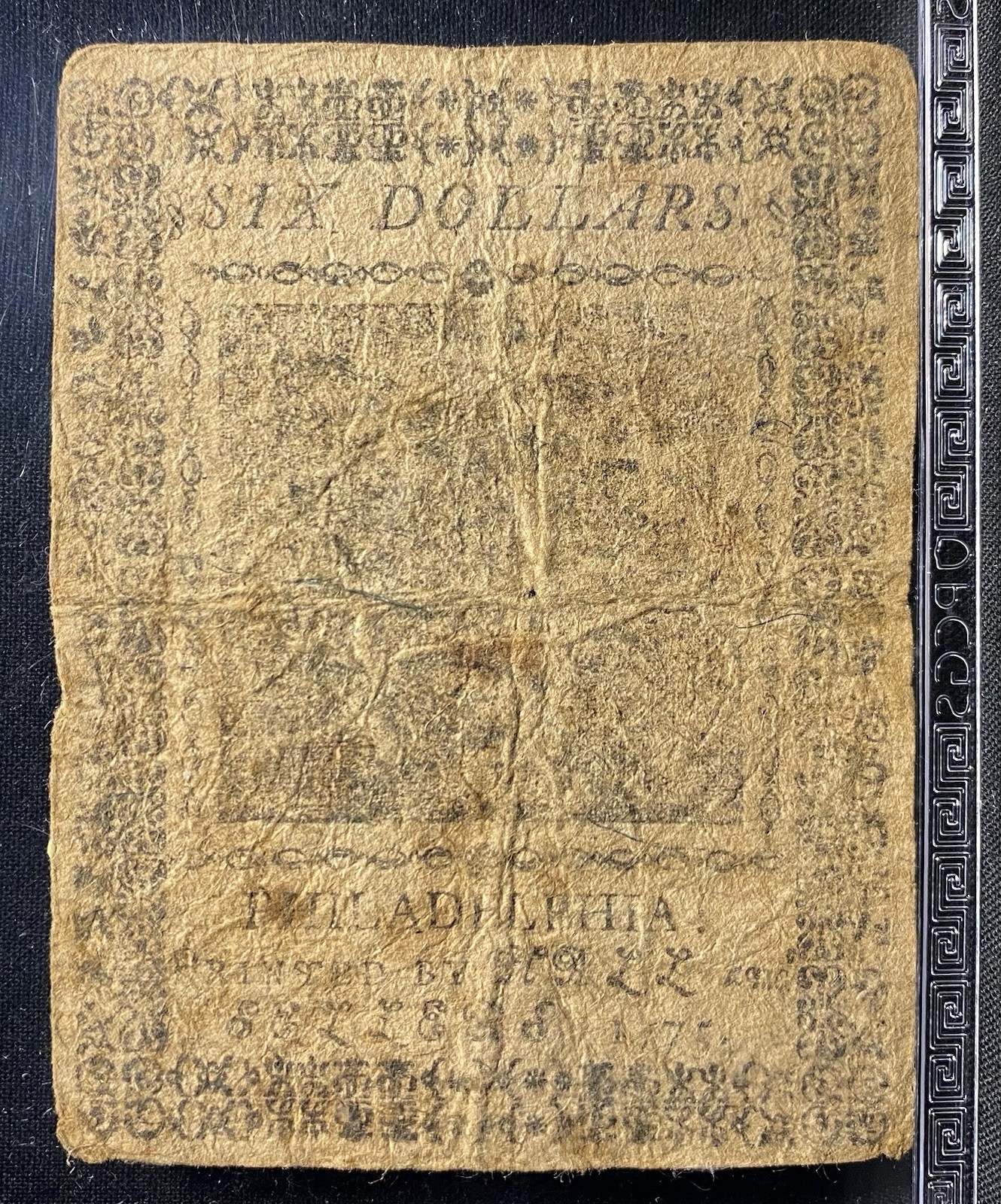 1775 American Revolution $6 Continental Currency, Colonial Bank Note CC-6, PCGS