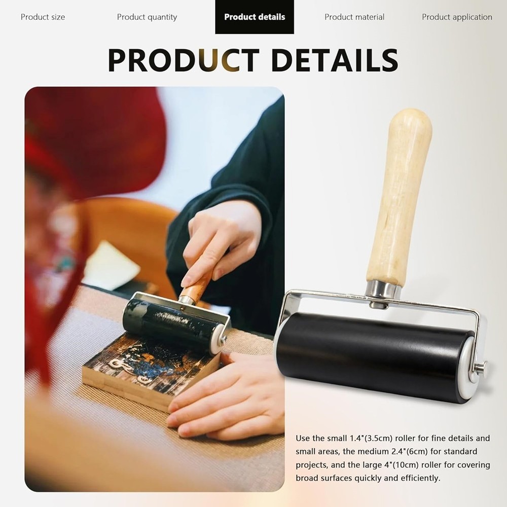 6 Pack Rubber Brayer Roller Kit,3 Sizes Rubber Rollers with 3 Scrapers for2491