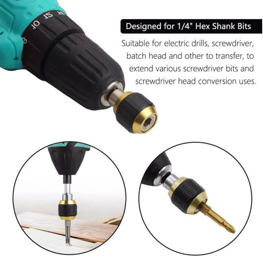 1/4" Hex Shank Quick Release Drill Bit Holder Extension Tool For Screwdriver