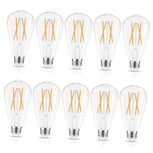 LED Edison Bulbs Dimmable, E26 Bulb 60 watt Equivalent 10 Pack Soft White