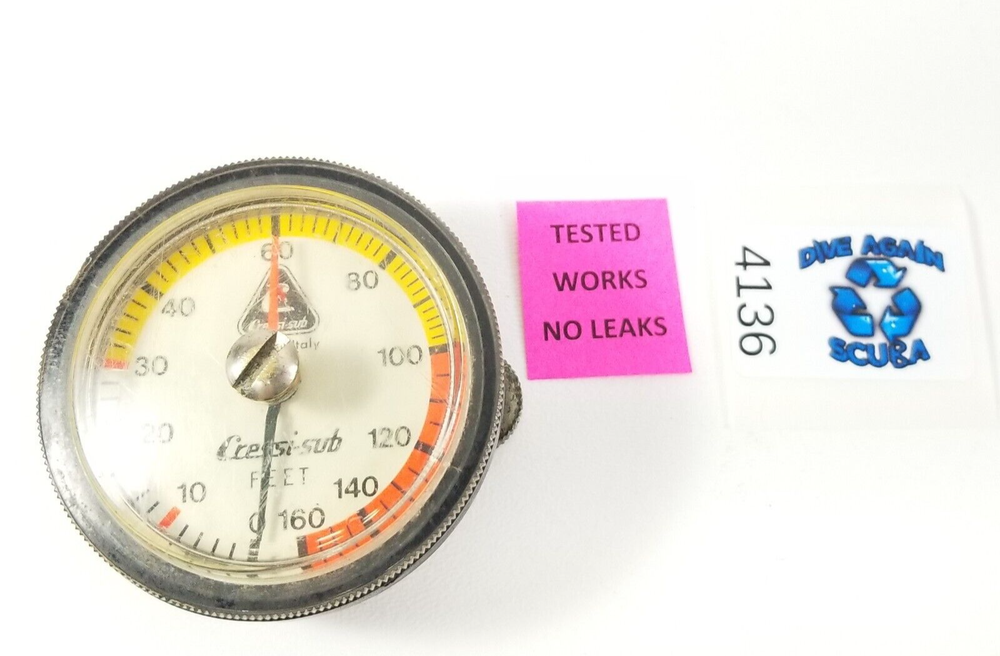 Cressi 160ft Depth Gauge Scuba Dive Puck Module, Max Depth Adjustable Calibrate