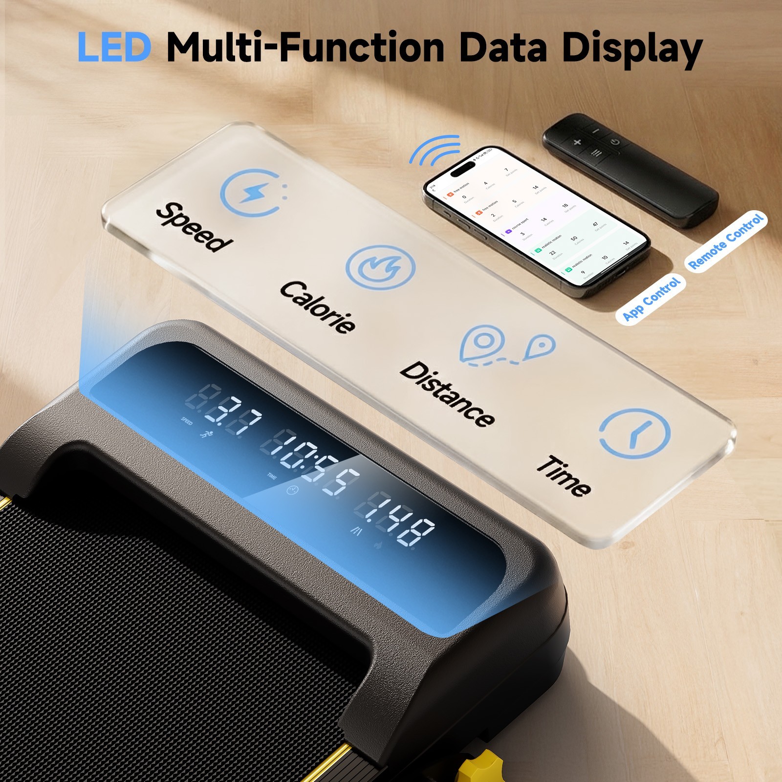 Treadmill with Safety Side Handrails & 3 Incline Levels, 300Lbs Weight Capacity