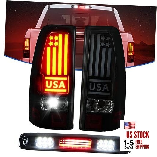 LED Tail Light + 3rd Brake Tail Lights with 3rd Brake Light U.S. Flag Pattern