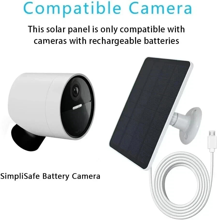 Solar Panel Compatible with SimpliSafe Outdoor Security Camera, Waterproof 4W 5V