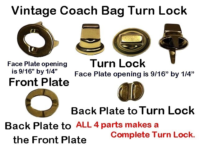 Old Style Coach Purse Turn Lock Solid Brass Finish ~ Hand Bag Replacement Part
