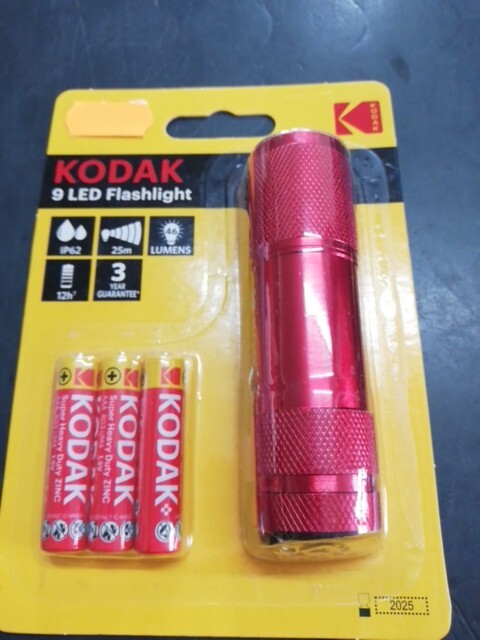 Kodak 9LED LED Flashlight Red Blue & Black BATTERIES INCLUDED