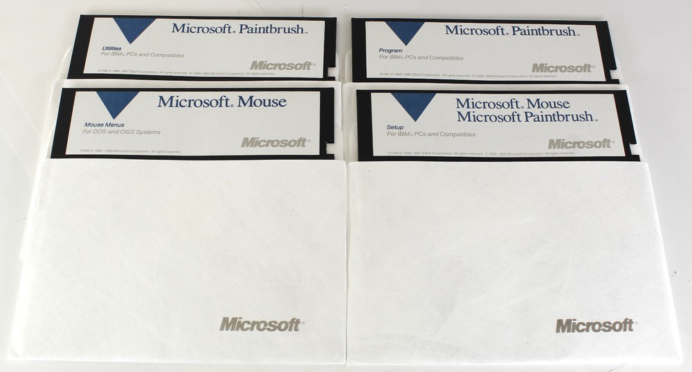 4 Diskette Set for Microsoft Mouse and Paintbrush 5.25 inch Floppy Diskettes