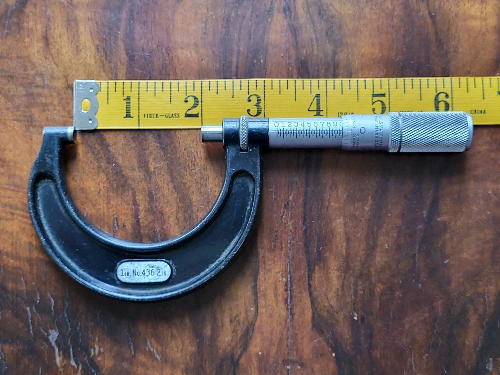 Starrett No. 436 1-2” Outside Micrometer w/Locking, 1" Standard, Wrench & Case