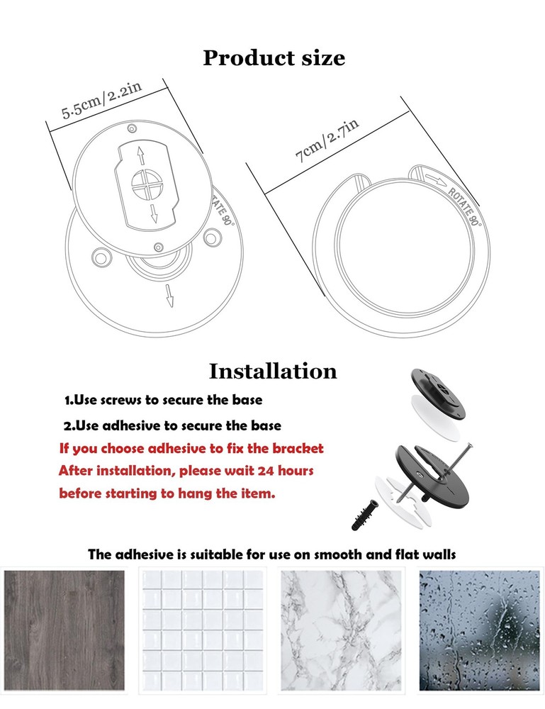 NOTMBESTM Universal Tablet Wall Mount Adjustable 90 Degrees Rotating Black