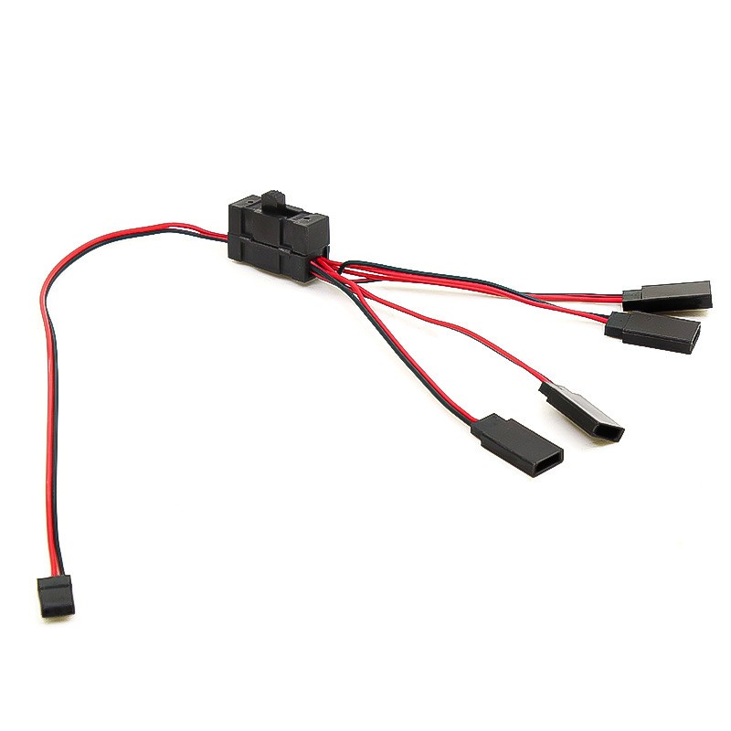 1/10 4-Way LED Light On/Off Controller Switch Y Wire Split Cable for TRX-4 SCX10