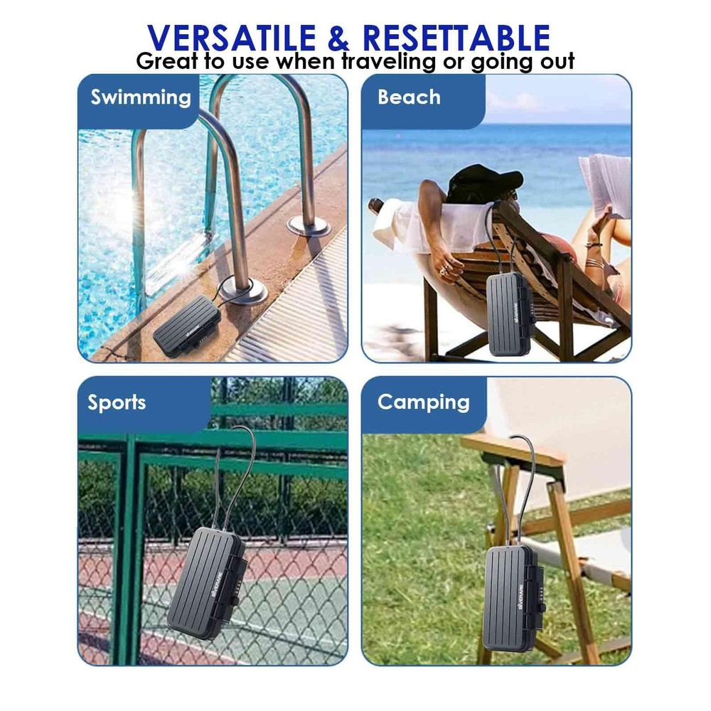 Portable Lock Box, 4-Digit Combination Safe Boxes with Detachable Cable, Anti...