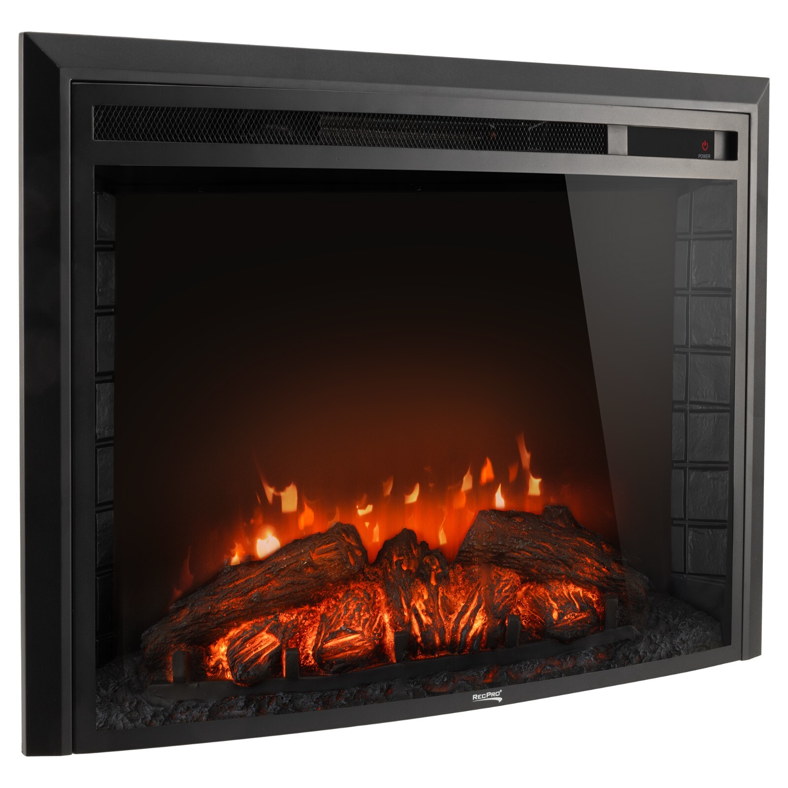 RecPro RV 28" Fireplace | Recessed Electric Fireplace | Glass with Log View
