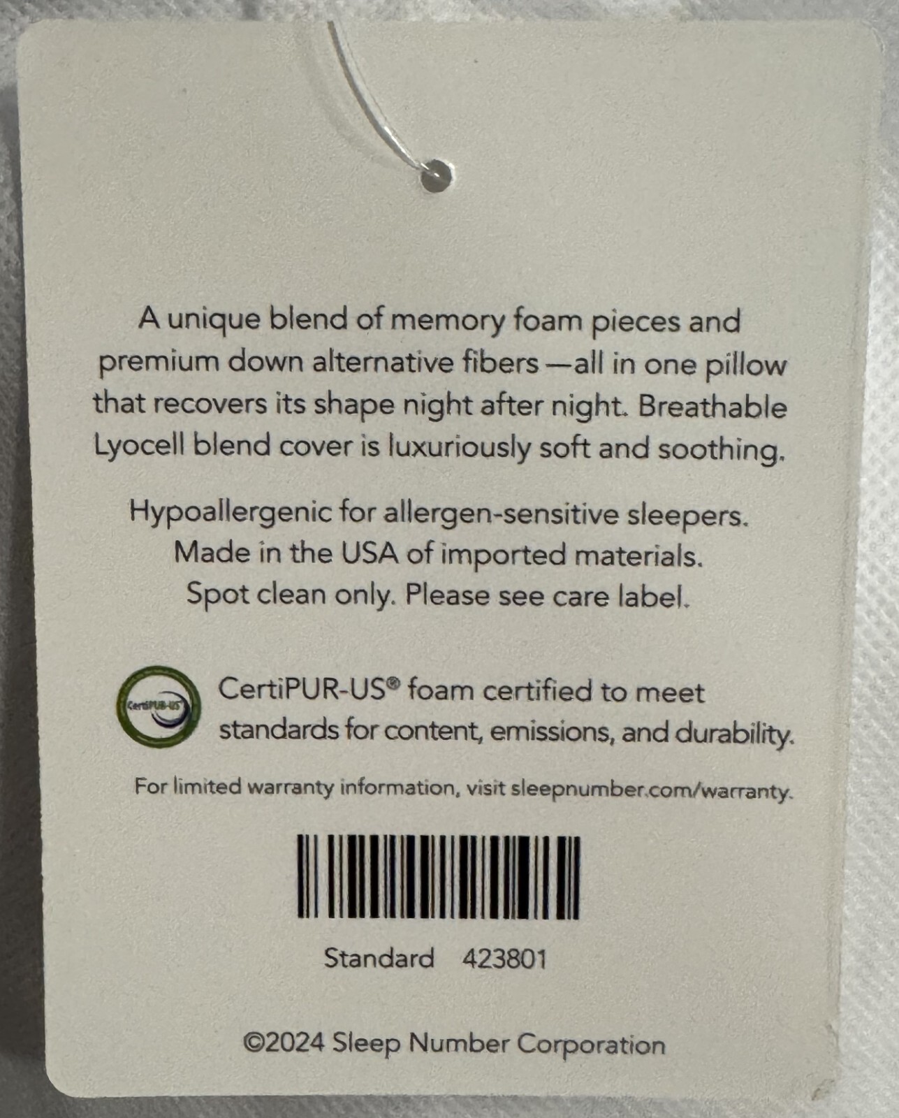*NEW* Sleep Number ComfortFit Pillow Classic Standard