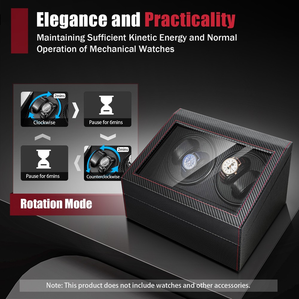 Automatic Rotation Wristwatch Display Box 4+6 Compartments Storage Case Self
