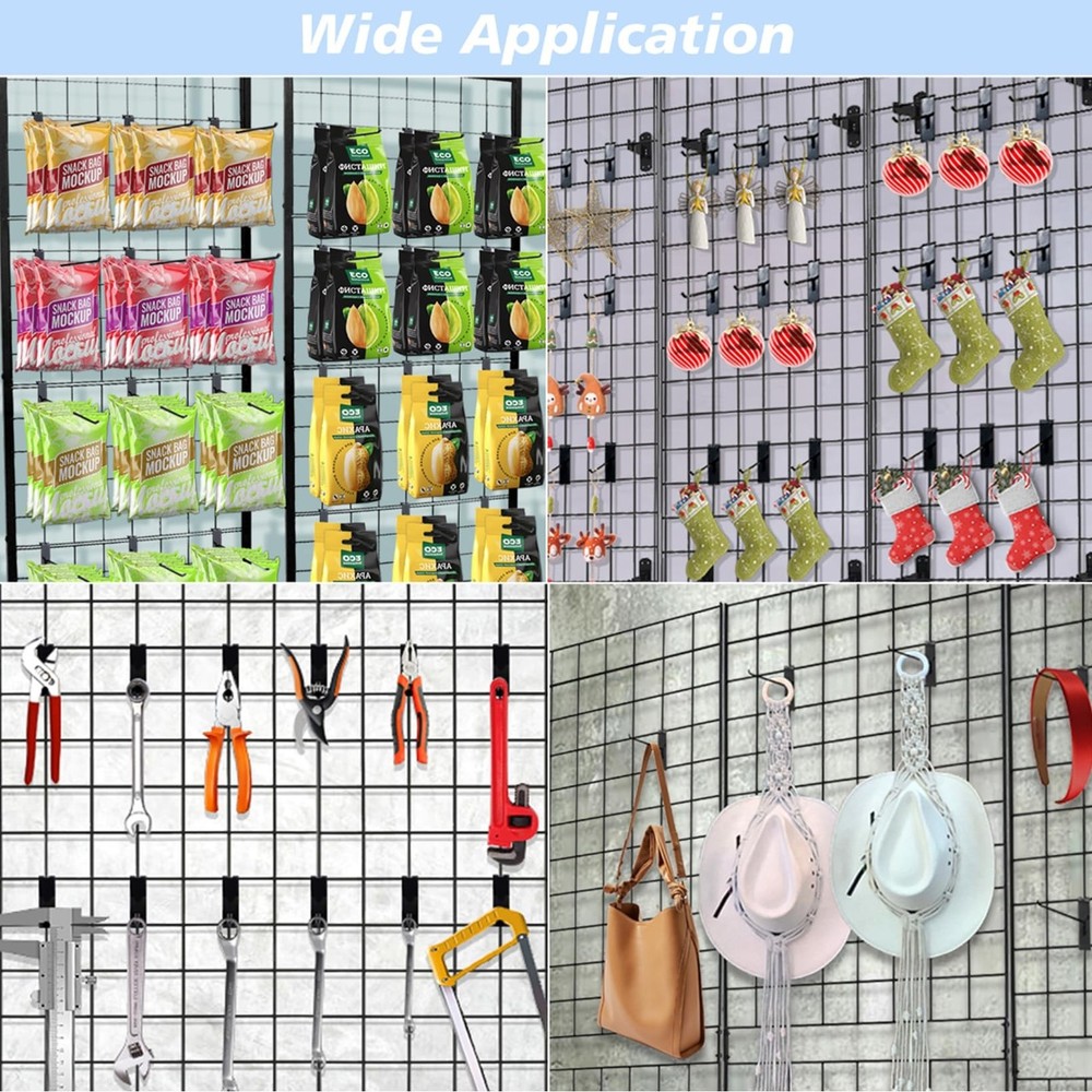 Gridwall Hooks 4 Inch,12PC Display Hooks for Grid Wall, Hooks for Grid Wall P...