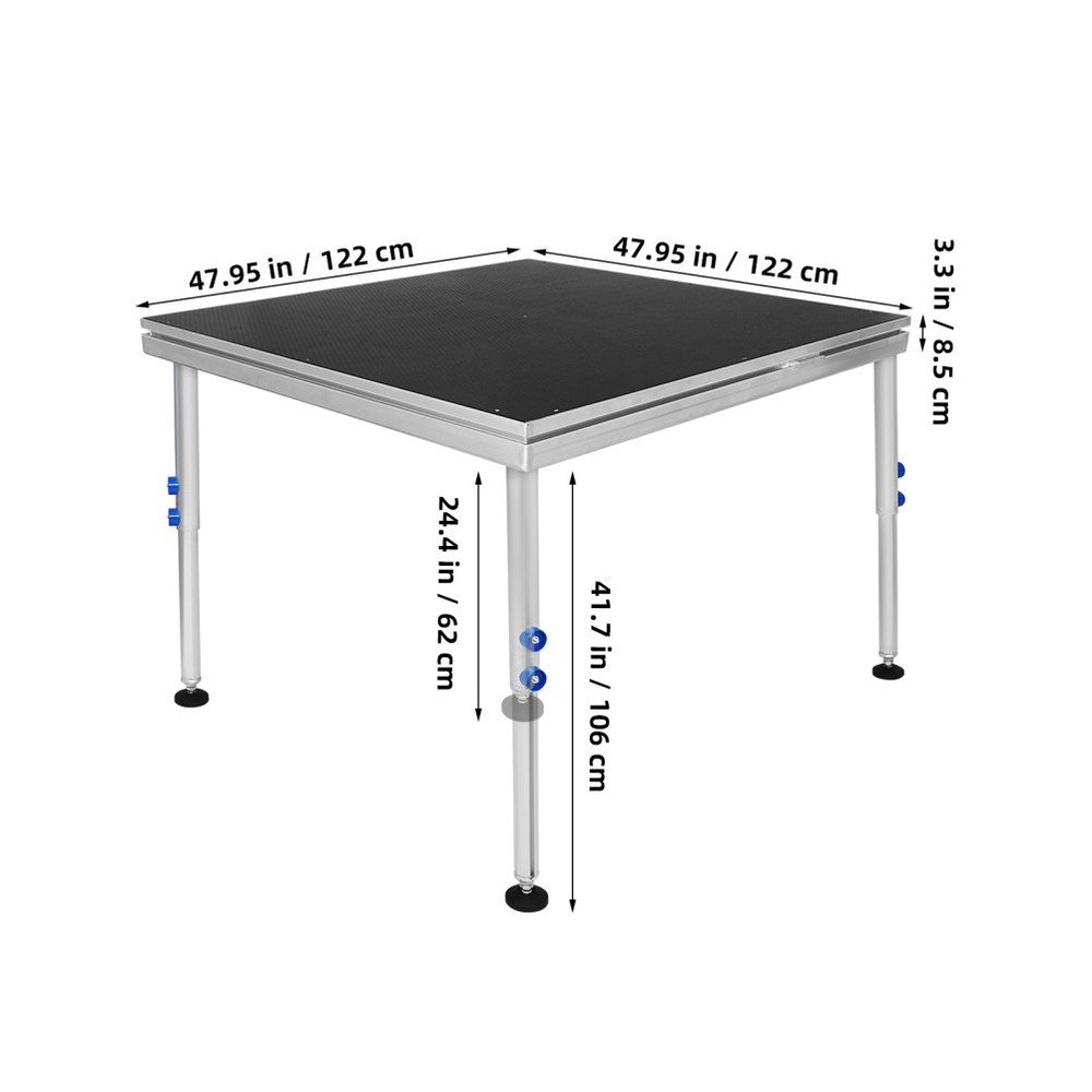 TOYANDONA Portable Stage with Height Adjustable Riser 24" -40" Platform Modular