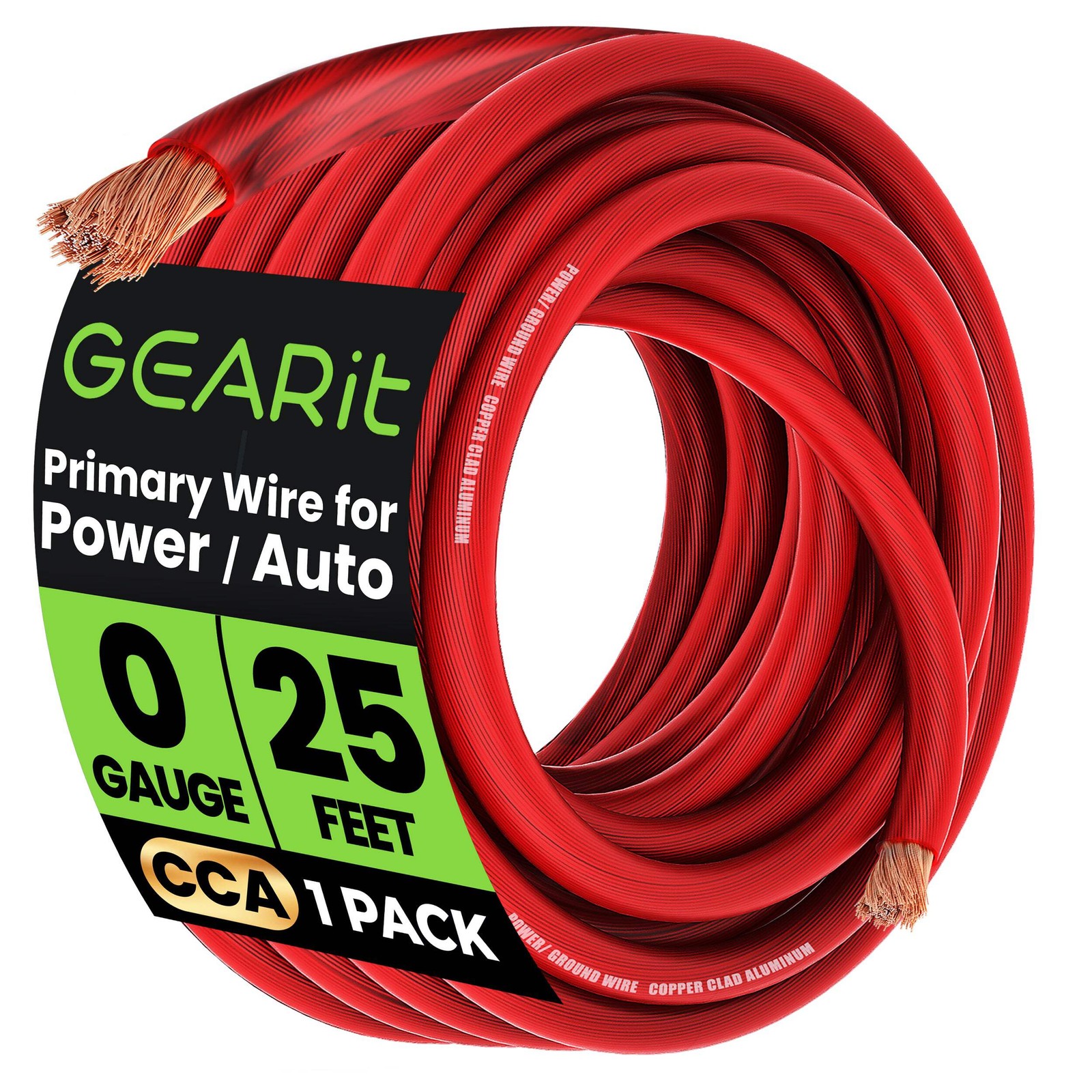 GEARit 0 Gauge 25' 50' CCA Amplifier Power / Amp Ground Wire, Black/Blue/Red.