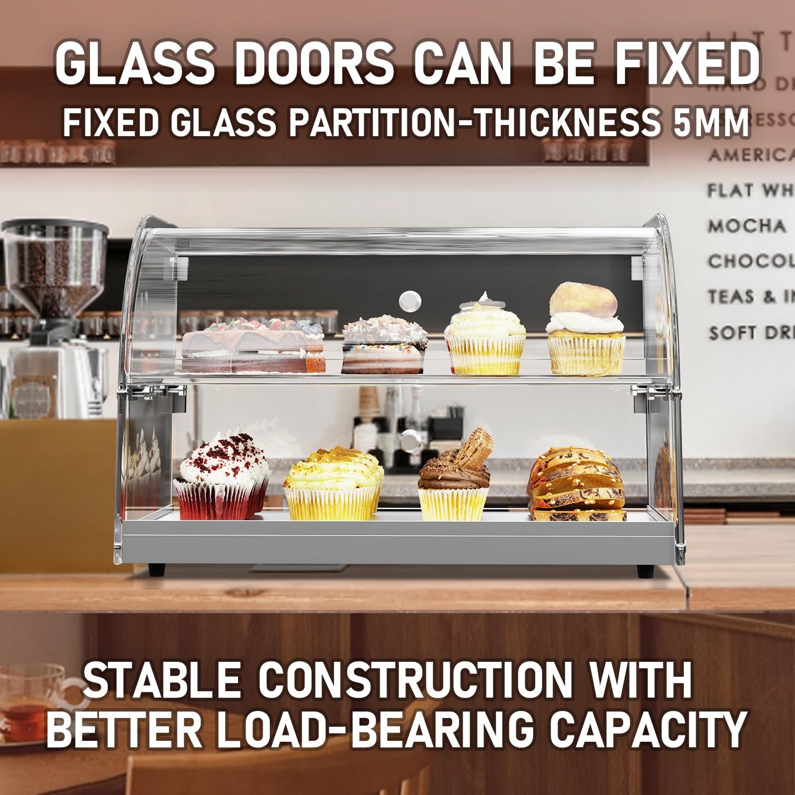 1.59 Cu.ft Malphi Large Pastry Display Case Countertop | Commercial Bakery Di...