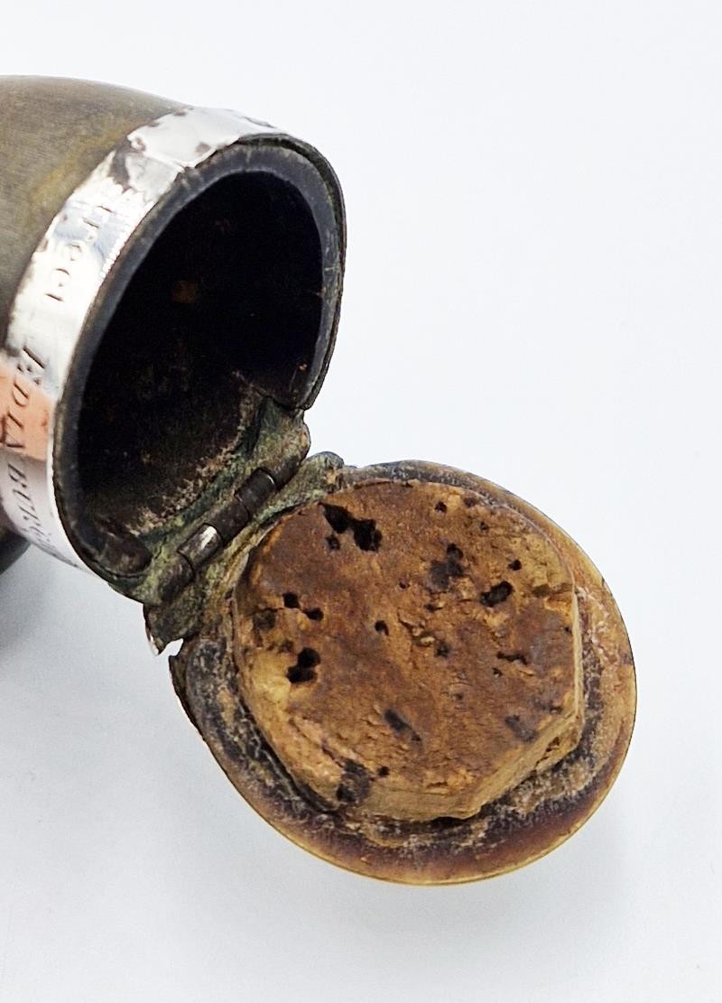 GEORGIAN SCOTTISH SOLID SILVER MOUNTED MASONIC RAMS HORN SNUFF MULL c1820