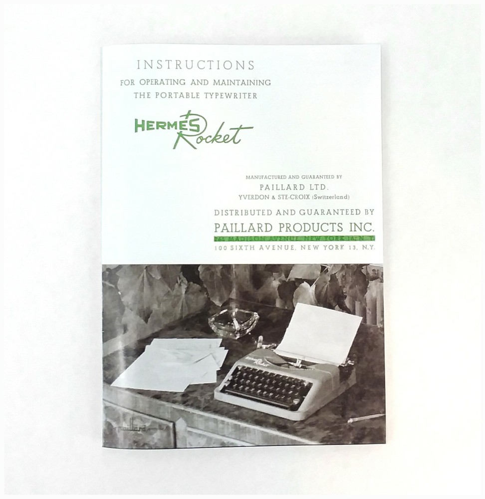 Hermes Rocket Typewriter (Black Key Model) Owner's User Instruction Manual