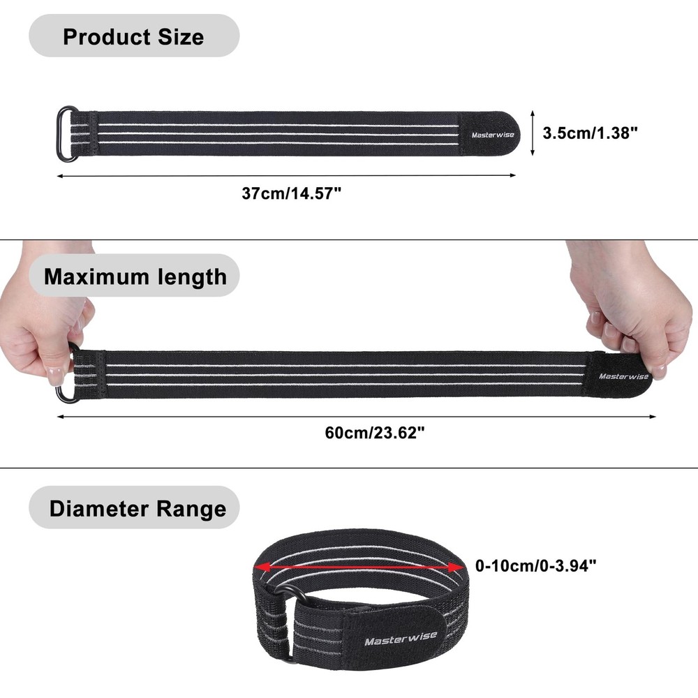 Masterwise 2PCS Adjustable Elastic Ankle Straps, Boot Straps for 2 PCS, Black