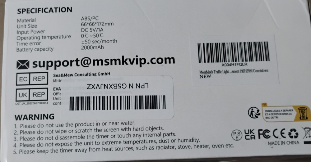 Traffic Light Visual Audio Digital Timer LCD Display 4 Ringtones Rechargeable