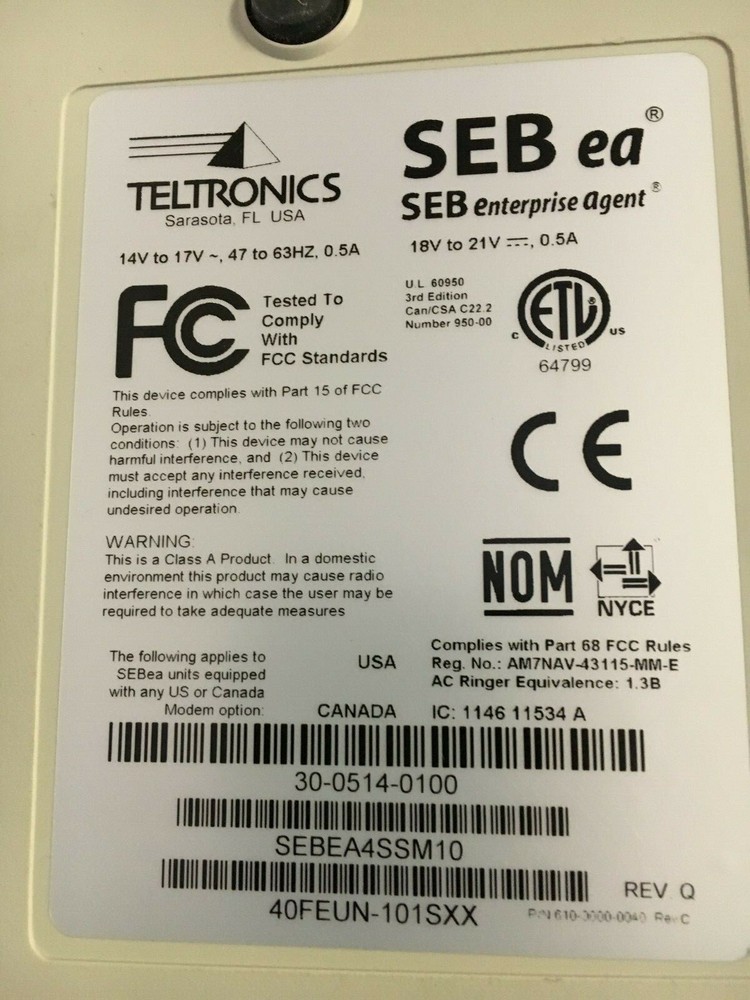 Teltronics SEB ea Enterprise Agent 30-0514-0100, with power device!